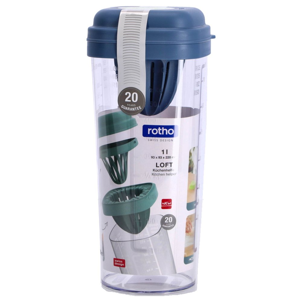 Shaker met pers 1 L LOFT horizon blauw