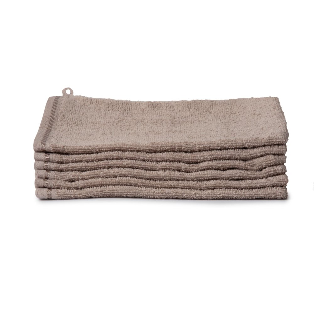 Washandjes set (6 stuks) 16x21 taupe ten cate 100% katoen, 440gsm