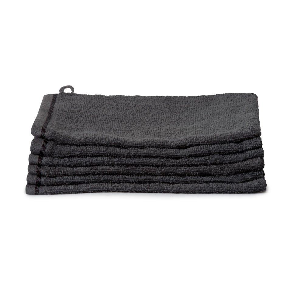 Washandjes set (6 stuks) 16x21 antraciet ten cate 100% katoen, 440gsm