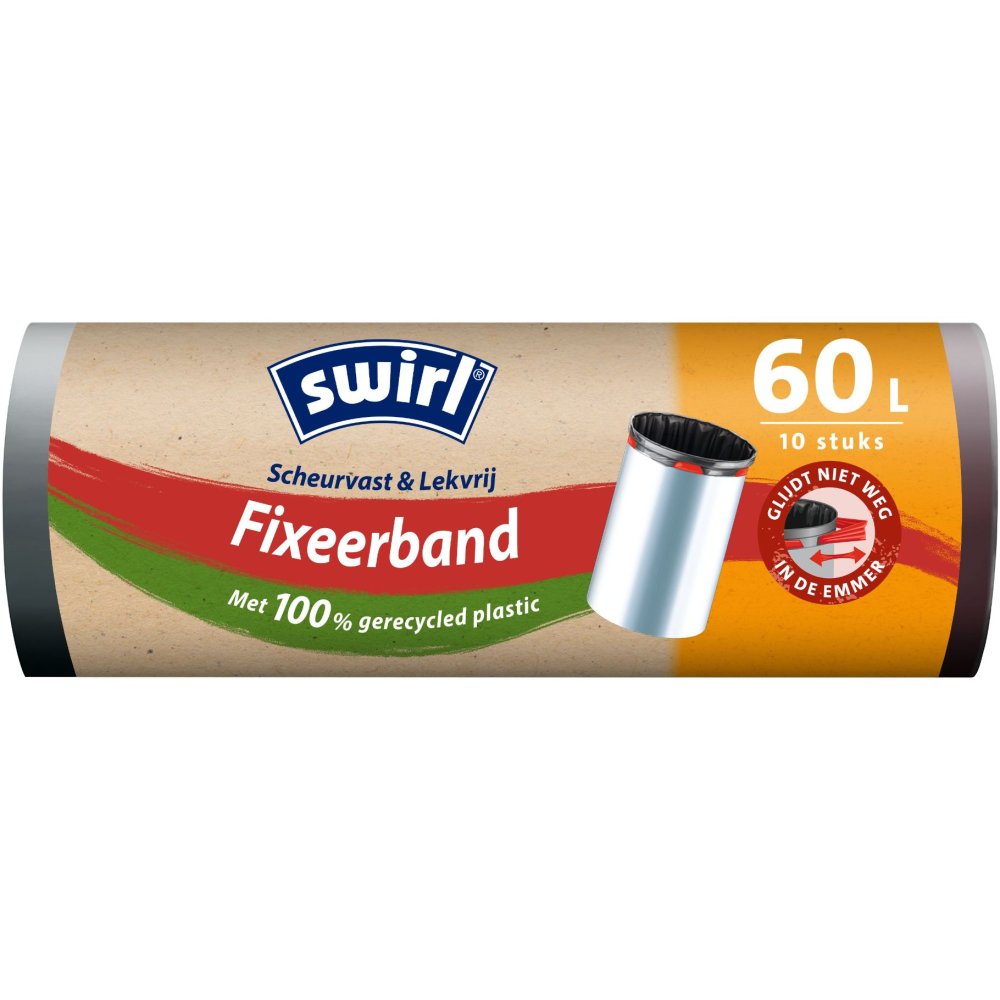 Swirl pedaalemmerzak met fixeerband 60L 10 st