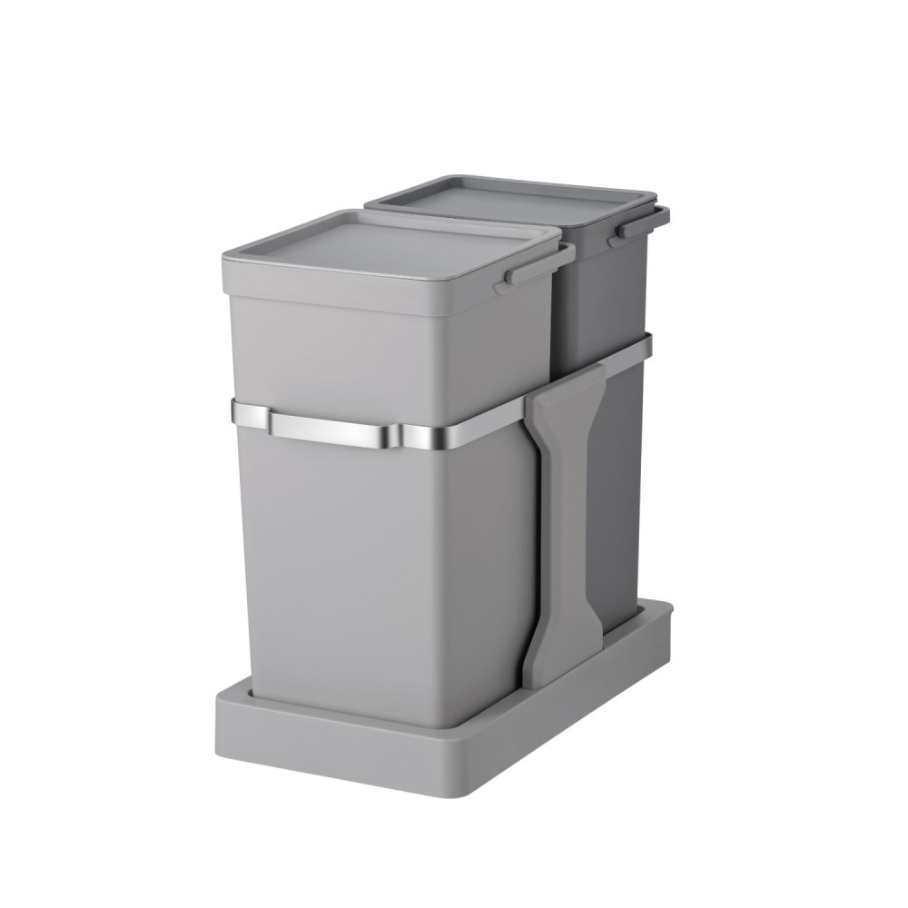 Eko afvalemmer 15+20l grijs deco duo inbouw