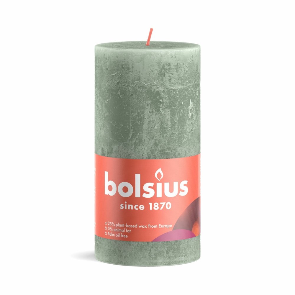 Bolsius Stompkaars Rustiek 13 x 6,8 cm Jade Green