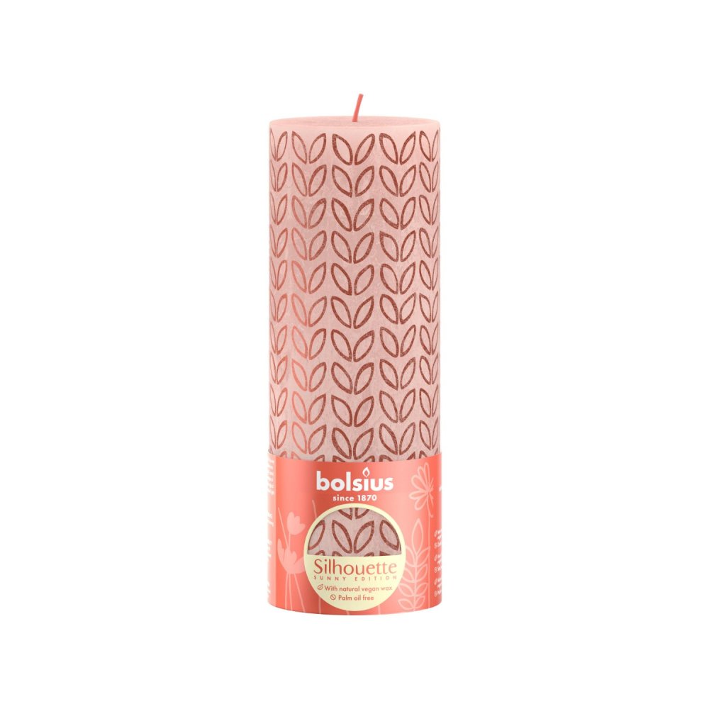Bolsius Stompkaars Rustiek 19 x 6,8 cm Misty Pink met print