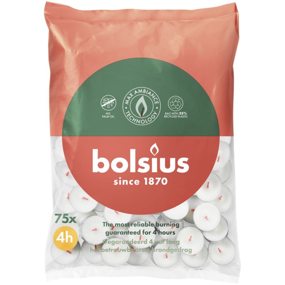 Bolsius theelicht 4-uur zak 75