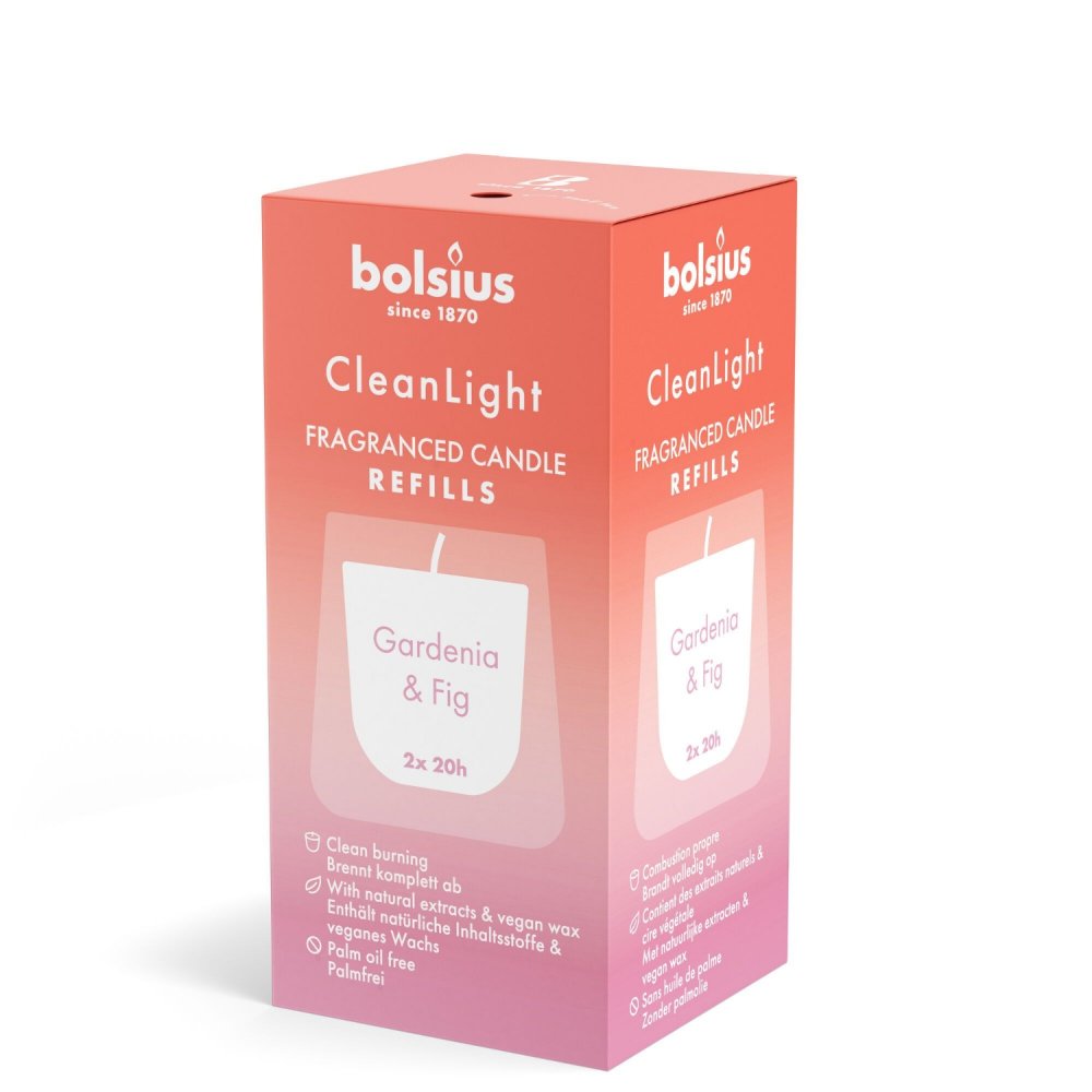 Bolsius Navulling Clean Light pack 2 Gardenia & Fig