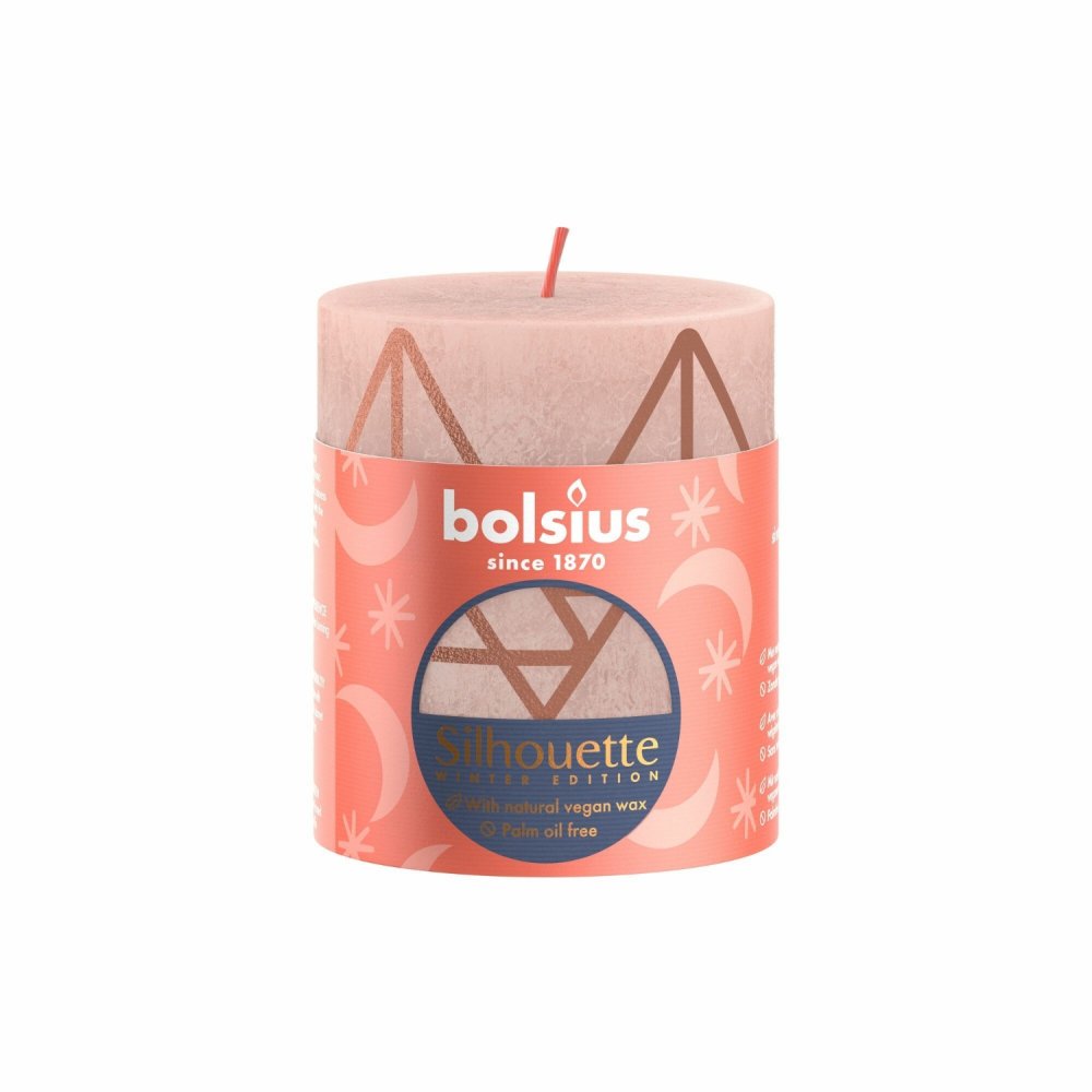 Bolsius Stompkaars Rustiek 8 x 6,8 cm Misty Pink met print