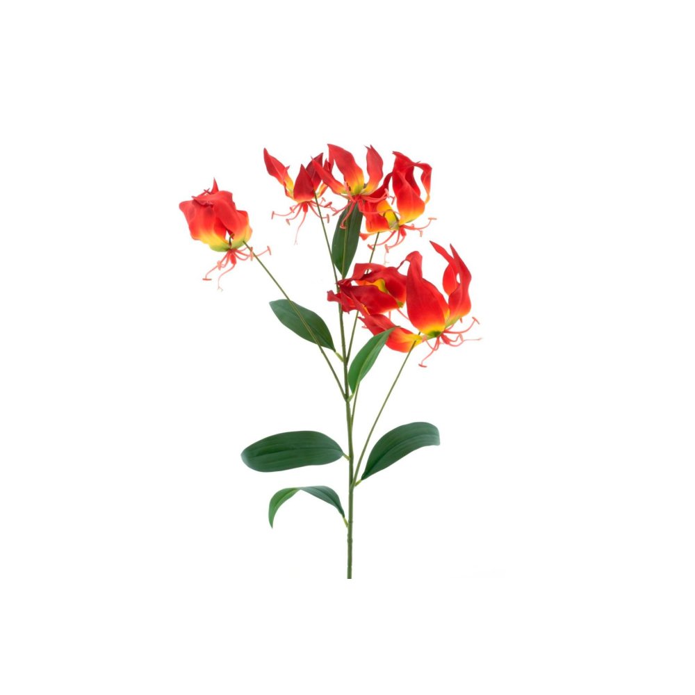 Kunst bloem "Gloriosa Lily" rood/geel zijde 90 cm (13525-3)
