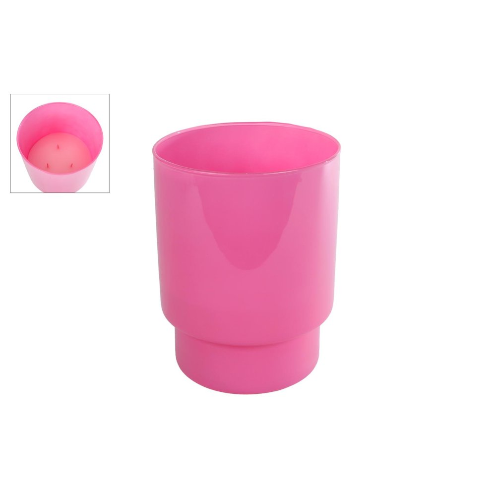 Kaars 3-wick 40 uur parafine roze kaars/glas 14x14 x18,5 cm