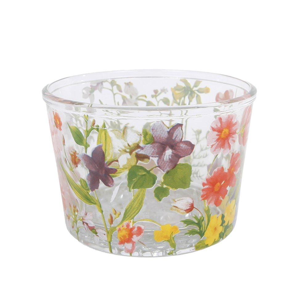 Theelichthouder Flowers maxi helder/gemixte kleuren 8,5x8,5x6cm