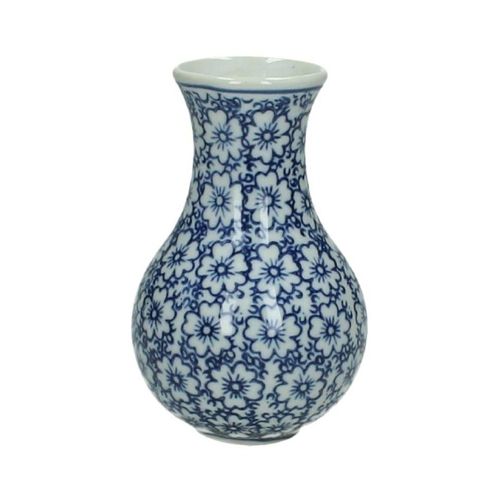 Vaas porselein blauw 7 x 12,5 cm