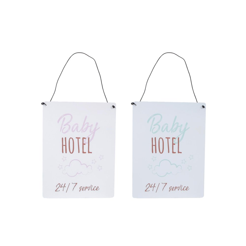 Wandversiering baby hotel 2 assorti 15x20 cm