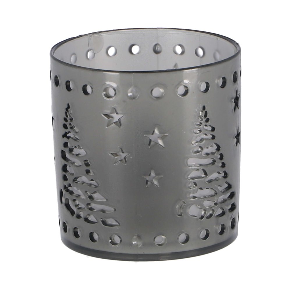 Theelichthouder LED 7,5 cm grijs