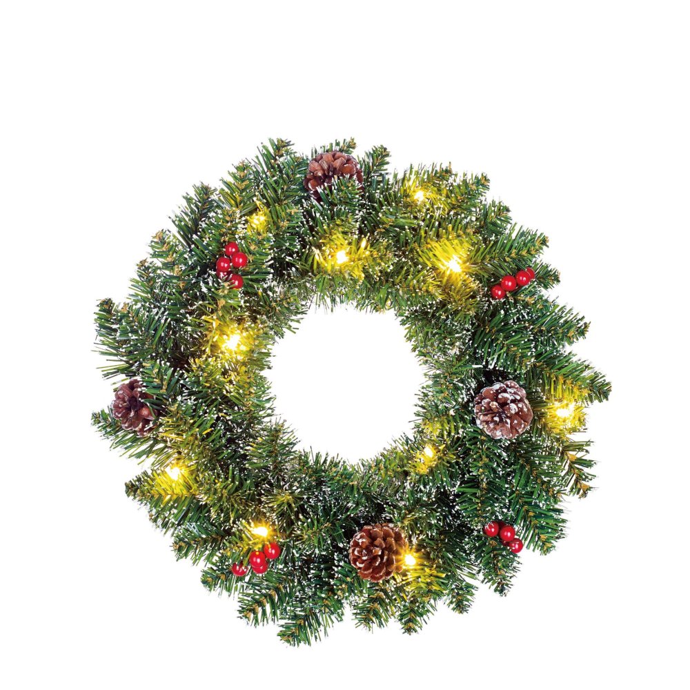 Creston krans led werkt op batterijen groen 10L TIPS 72 - d35cm