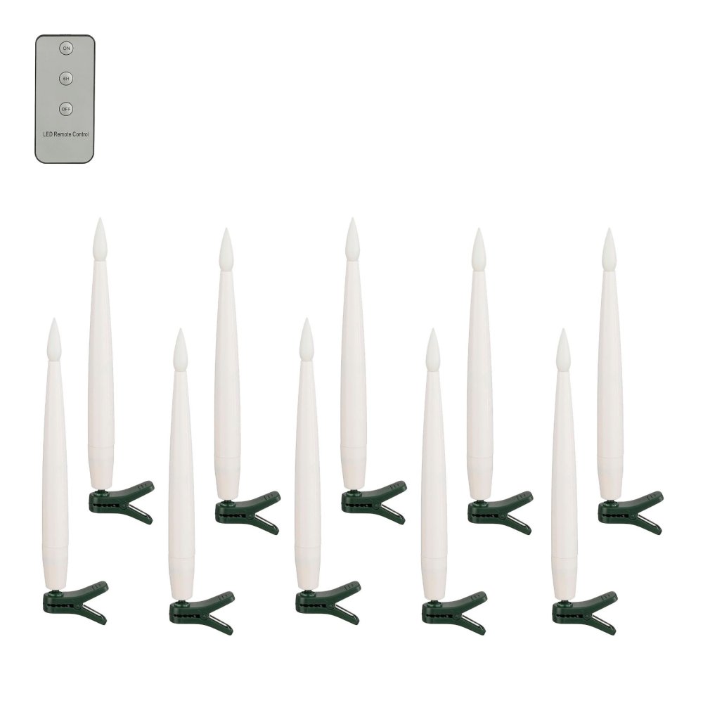 Taper kaars clip wit led battery operated en timer - h15,5xd1,5cm