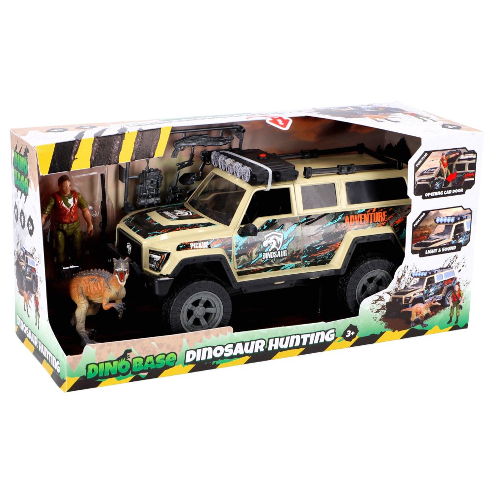 Dinobase Auto terreinwagen met dino en licht en geluid