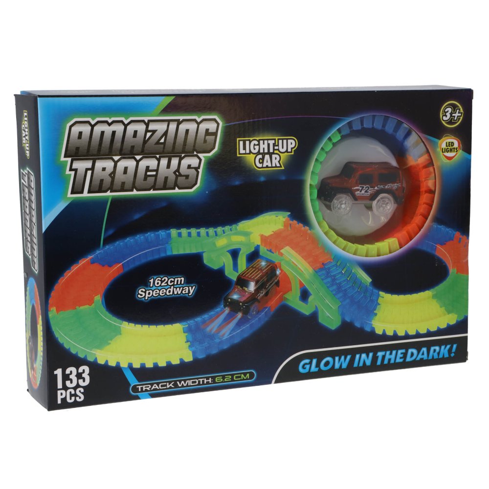 Glow in the dark tracks 162 cm 133-delig