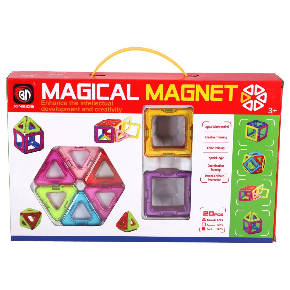 Magnetische tegels diverse vormen 20 delig 6,5 Cm