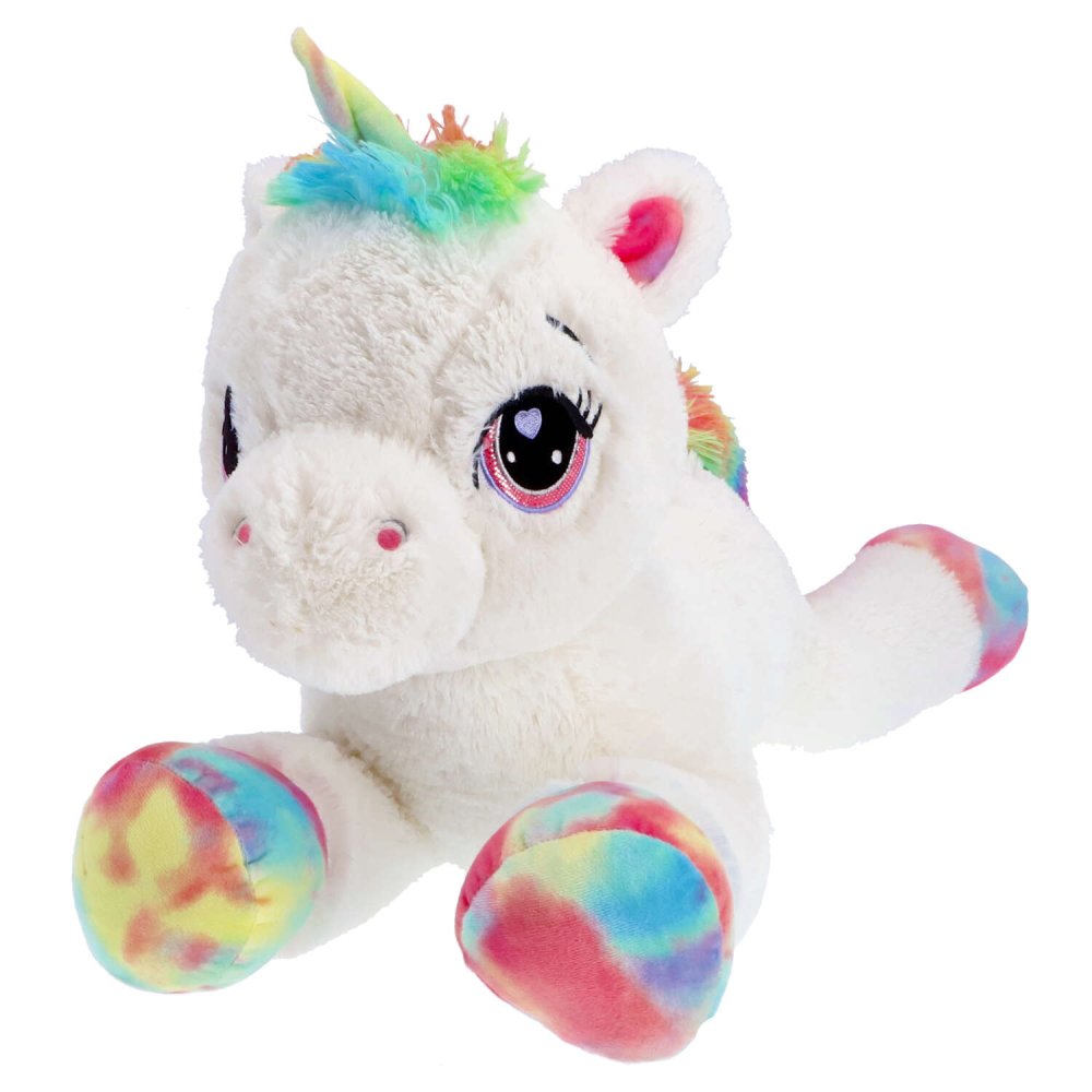 Unicorn pluche Wit Liggend 80 Cm