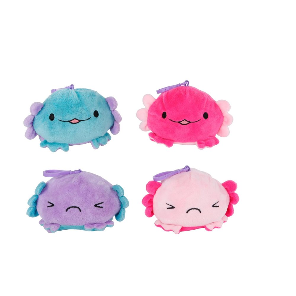 Axolotl pluche omkeer met sleutelhanger 4 assorti 10 cm