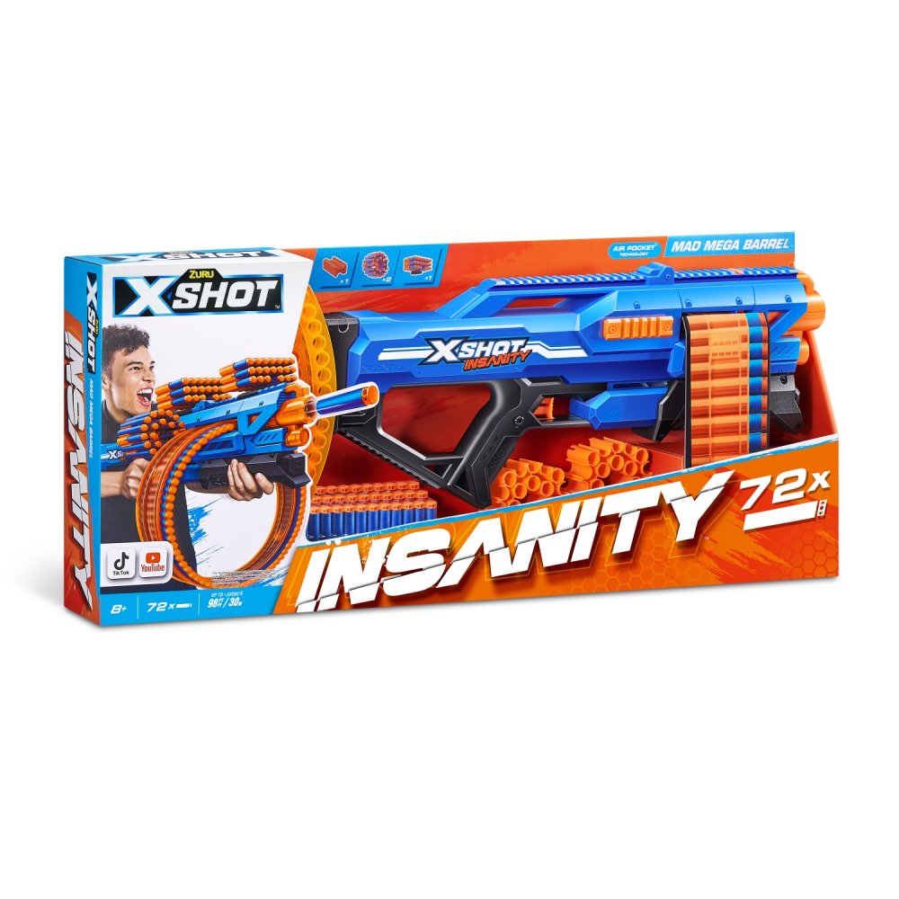 Zuru X-Shot insanity mad mega barrel blaster (72 darts)