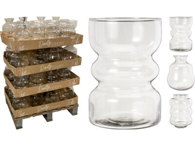 Vaas glas 3 vormen in display
