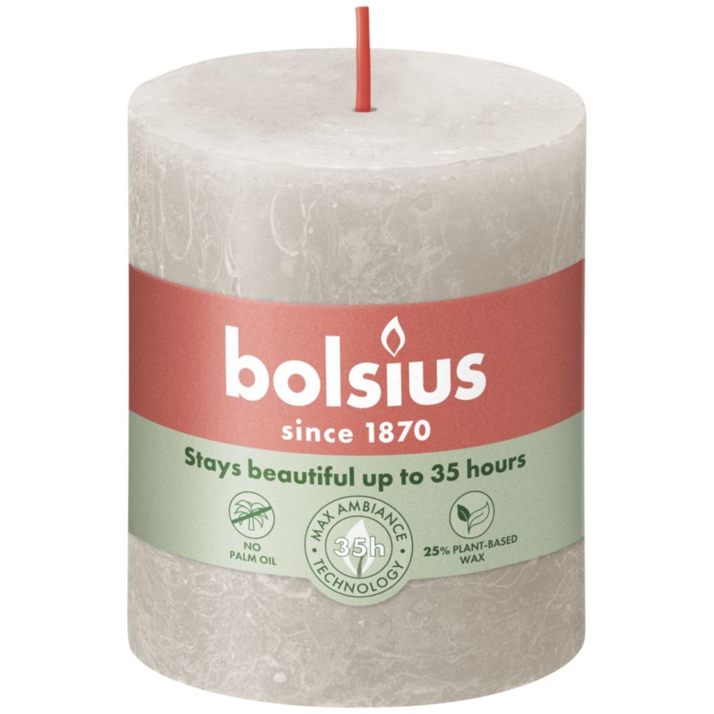 Bolsius Rustic stump candle sand grey 80x68 mm