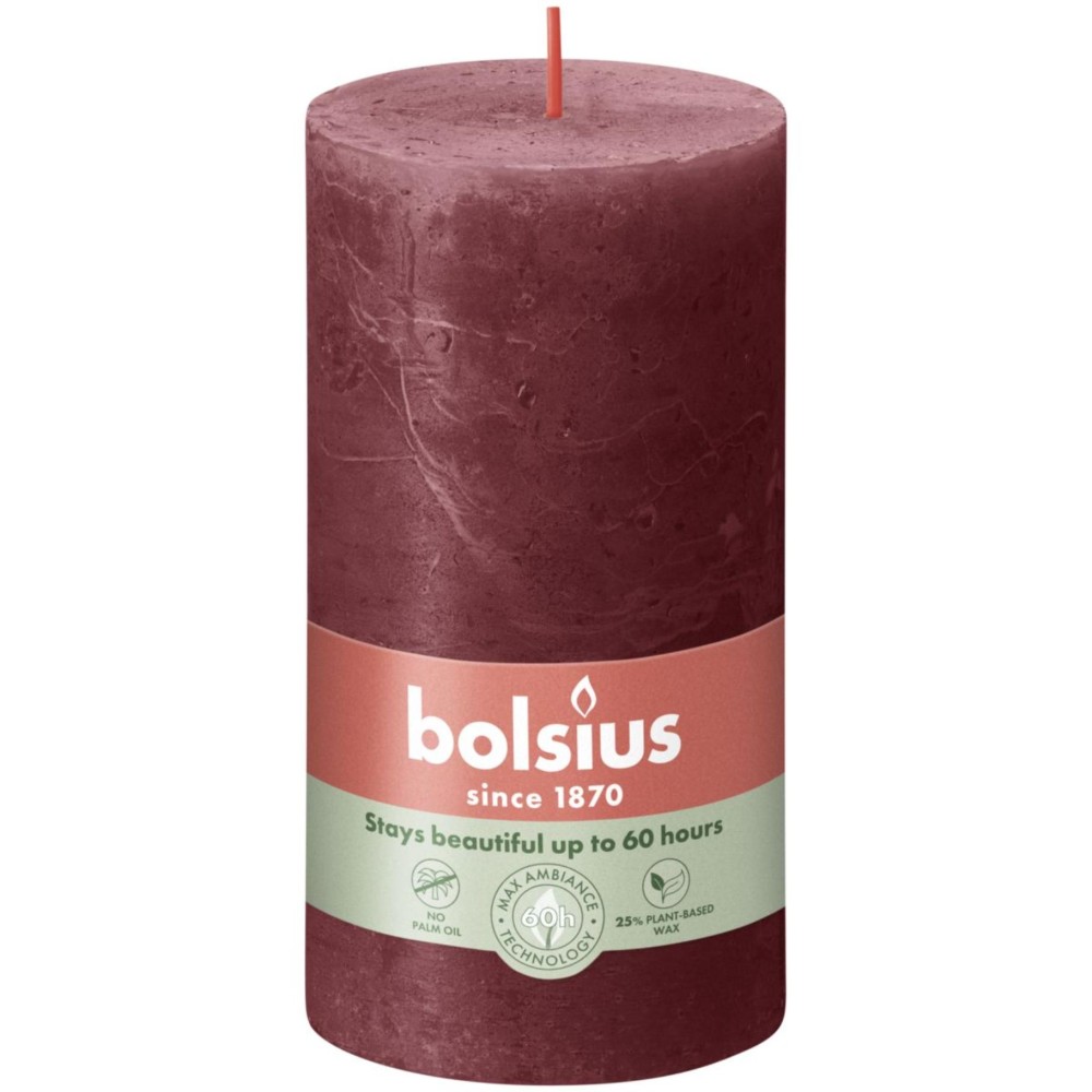 Bolsius Stump candle Rustic dark red 130x68 mm