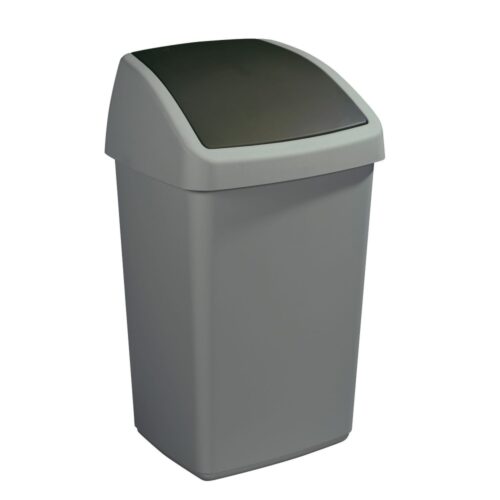 Sunware Delta Recycle Bin with Swing Lid 50L Silver gray