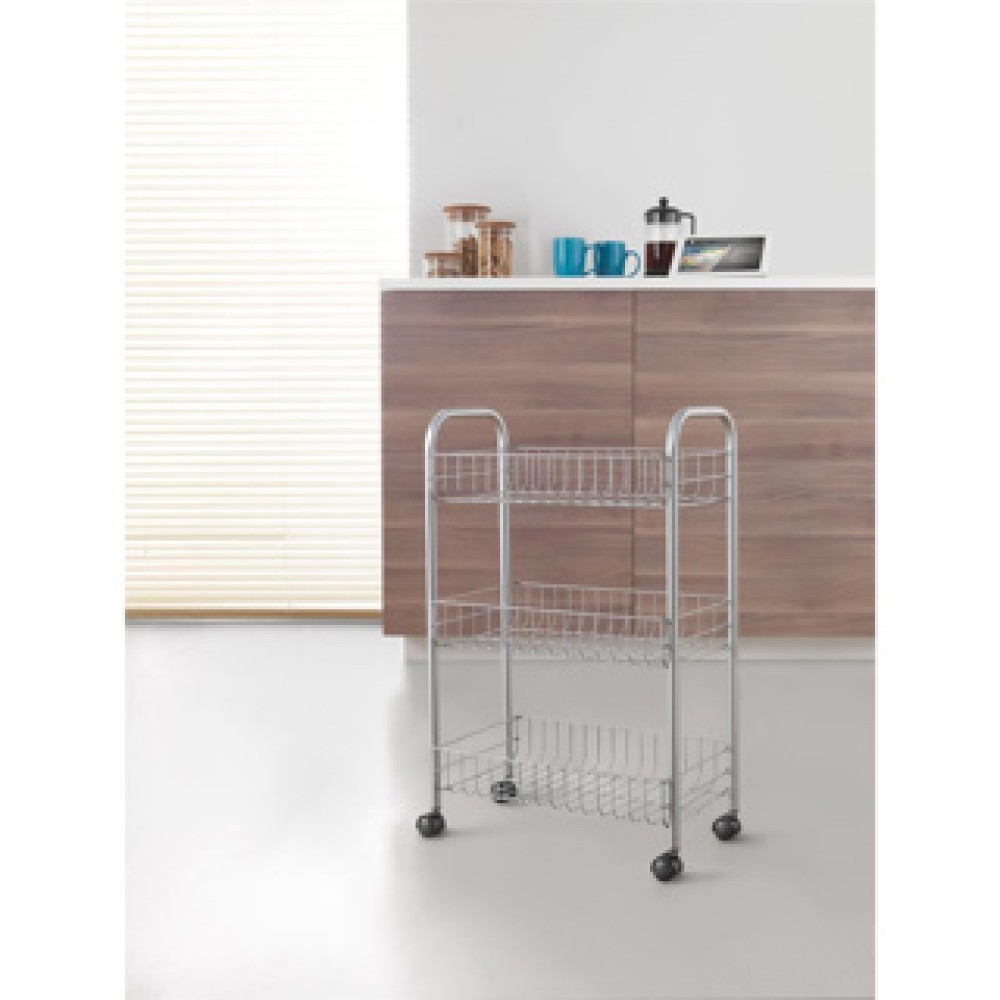 Metaltex Opbergtrolley Lugano Op Wieltjes Grijs 3 Metal Manden 41x23x63 Cm