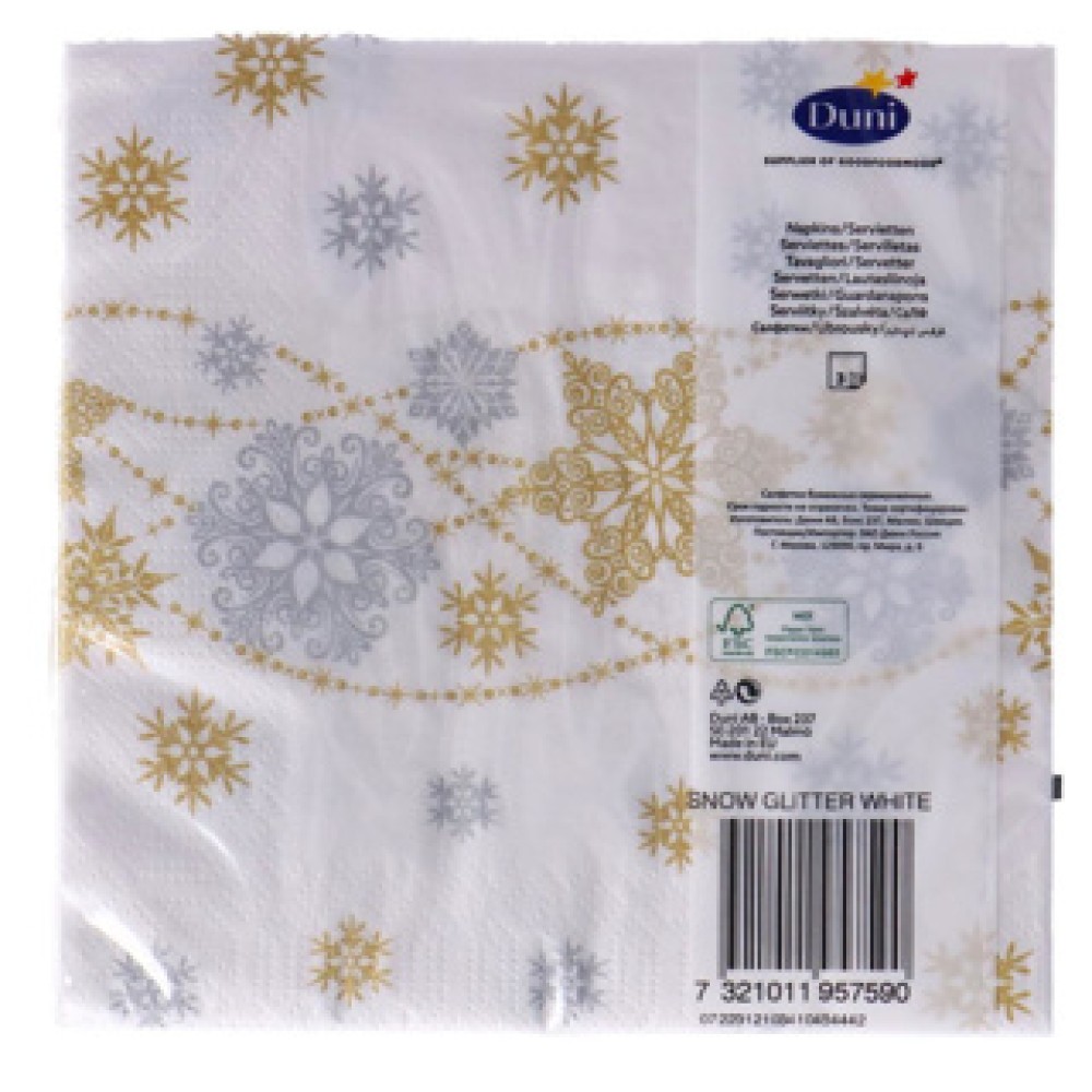 Duni servetten Snow White 33x33 cm