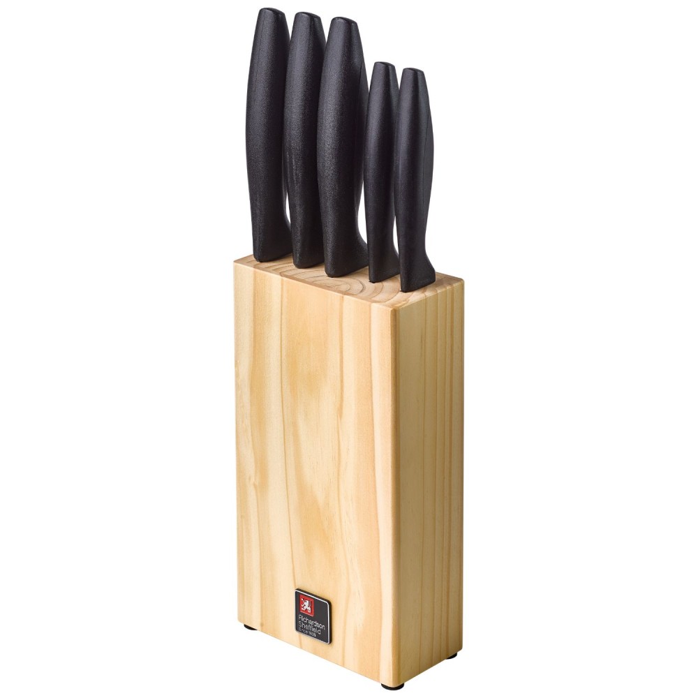 Richardson Sheffield wooden knife block with 5 knives