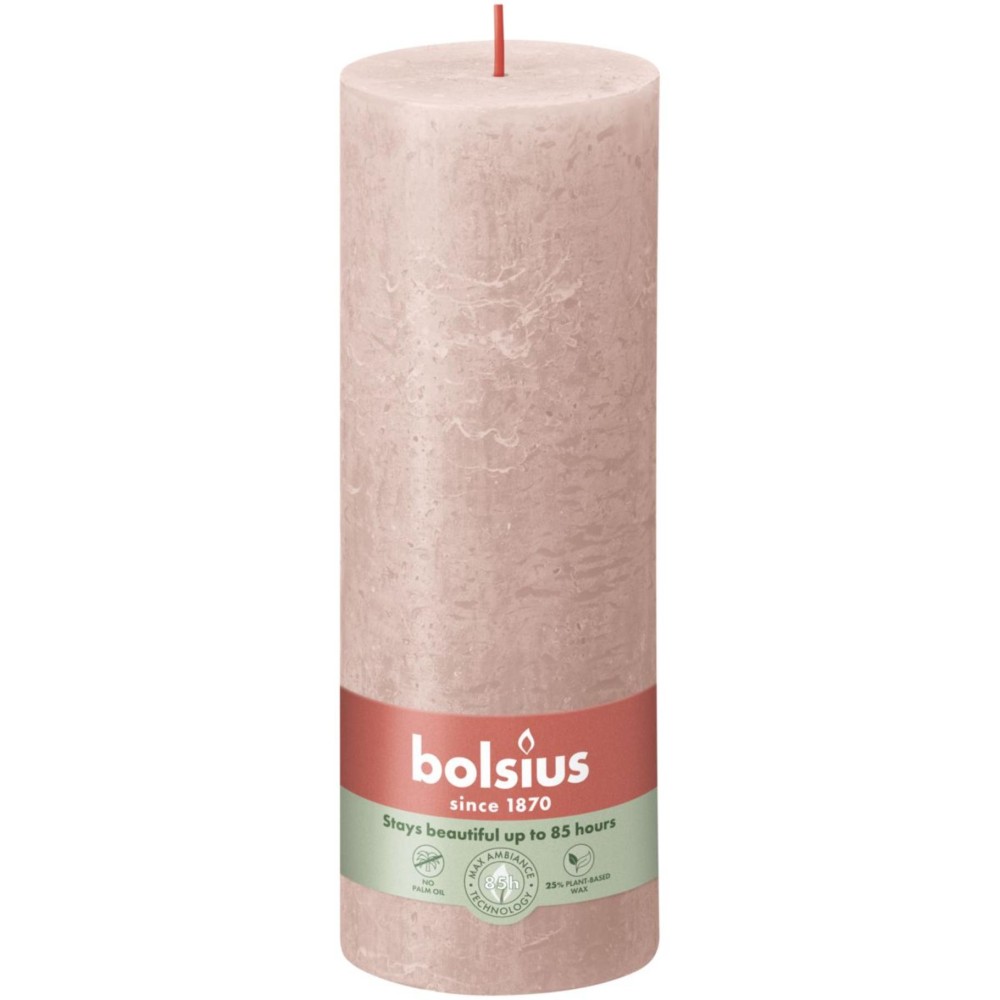Bolsius Stump candle Rustic misty pink 190x68 mm