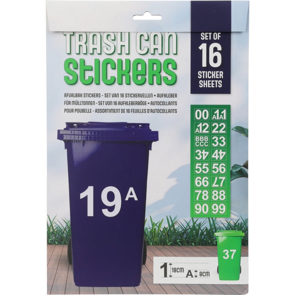 Waste bin sticker sheets set 16