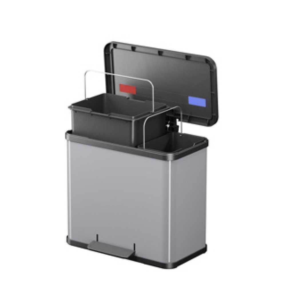 Hailo Öko TrioPlus Pedal Bin 3X9L Metallic Grey