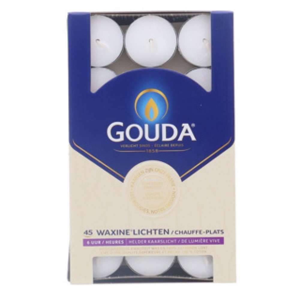 Gouda tea lights 45 pieces 6 burning hours white
