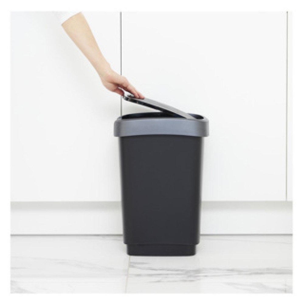Rotho Waste Bin 10L Twist Dark Silver