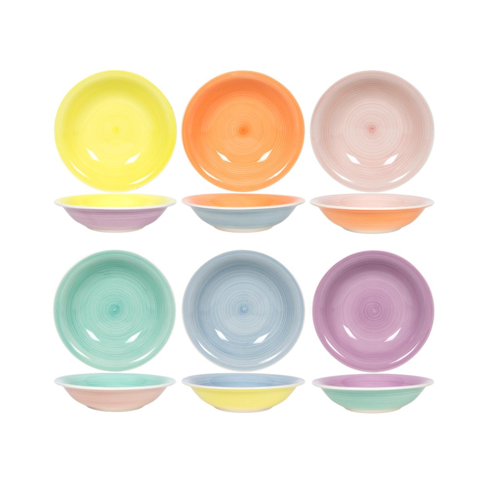 Diepbord Ø21cm 2-tone pastel, 6 assorti (assortiment – willekeurige uitvoering)