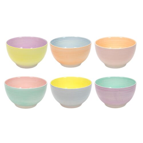 Schaal Ø23x6cm 2-tone pastel, 6 assorti (assortiment – willekeurige uitvoering)
