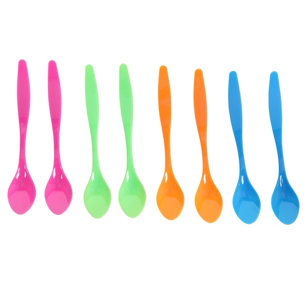 Spoons plastic assorti color set of 8 (range .)