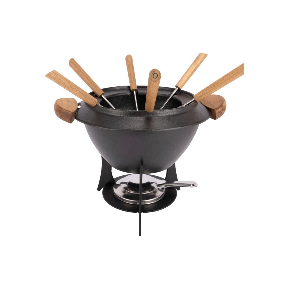 Fondue d23 cm gietijzer met 6 vorken