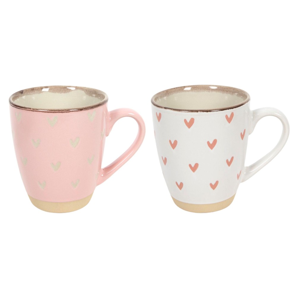 Coffee mug hearts pink/white 220ml assorti (range of random version))