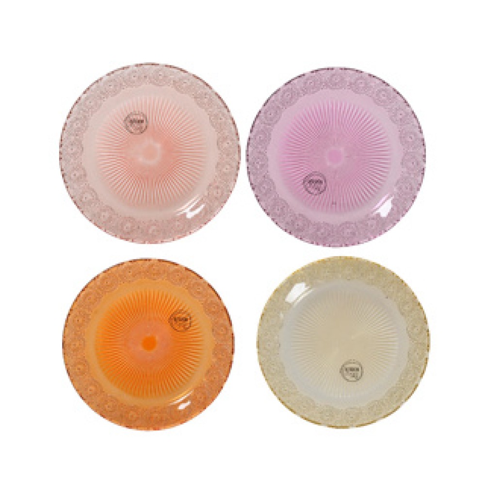 Ontbijtbord glas 18 cm 4 assorti (assortiment – willekeurige uitvoering)