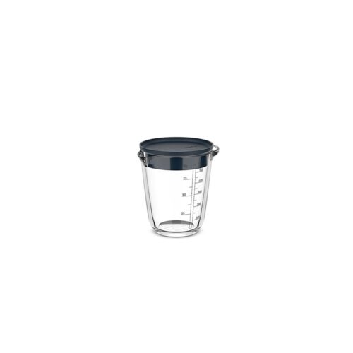 Glas maatbeker 500ml met deksel navy