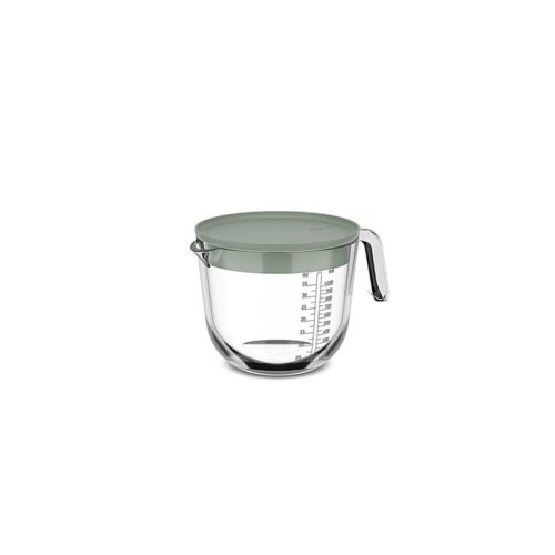 Glass measuring cup 1l with lid nordic sage