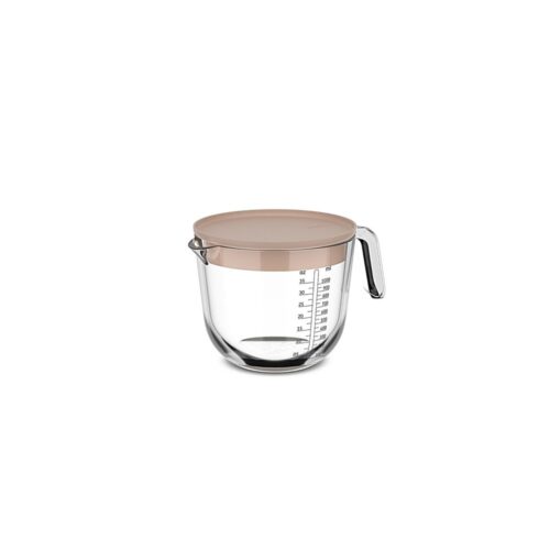 Glas maatbeker 1l met deksel chalk