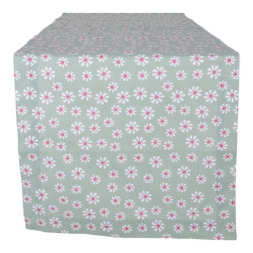 Daisy flowers tafelloper groen 50x140 cm
