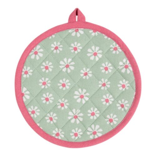 Daisy flowers pannenlap onderzetter rond groen  20 cm