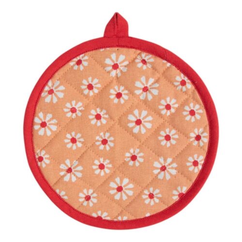 Daisy flowers pannenlap onderzetter rond oranje  20 cm