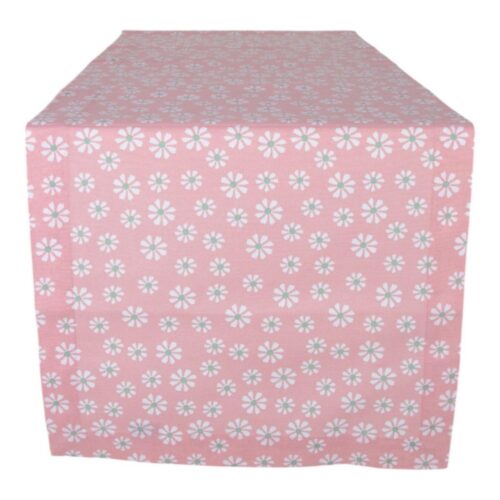 Daisy flowers table runner pink 50x140 cm