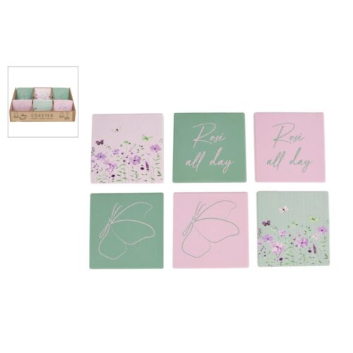 Coaster floral with text assorti 10x10x0,7cm (assorted random version)